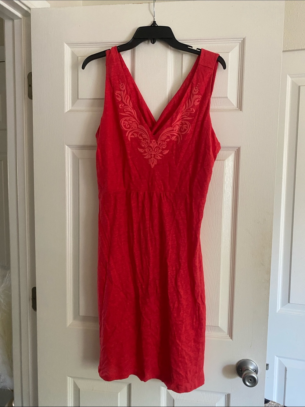 Tommy Bahama Bright Red V-Neck Embroidered Slip Dress
